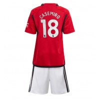 Manchester United Casemiro #18 Hjemme Trøje Børn 2023-24 Kortærmet (+ Korte bukser)